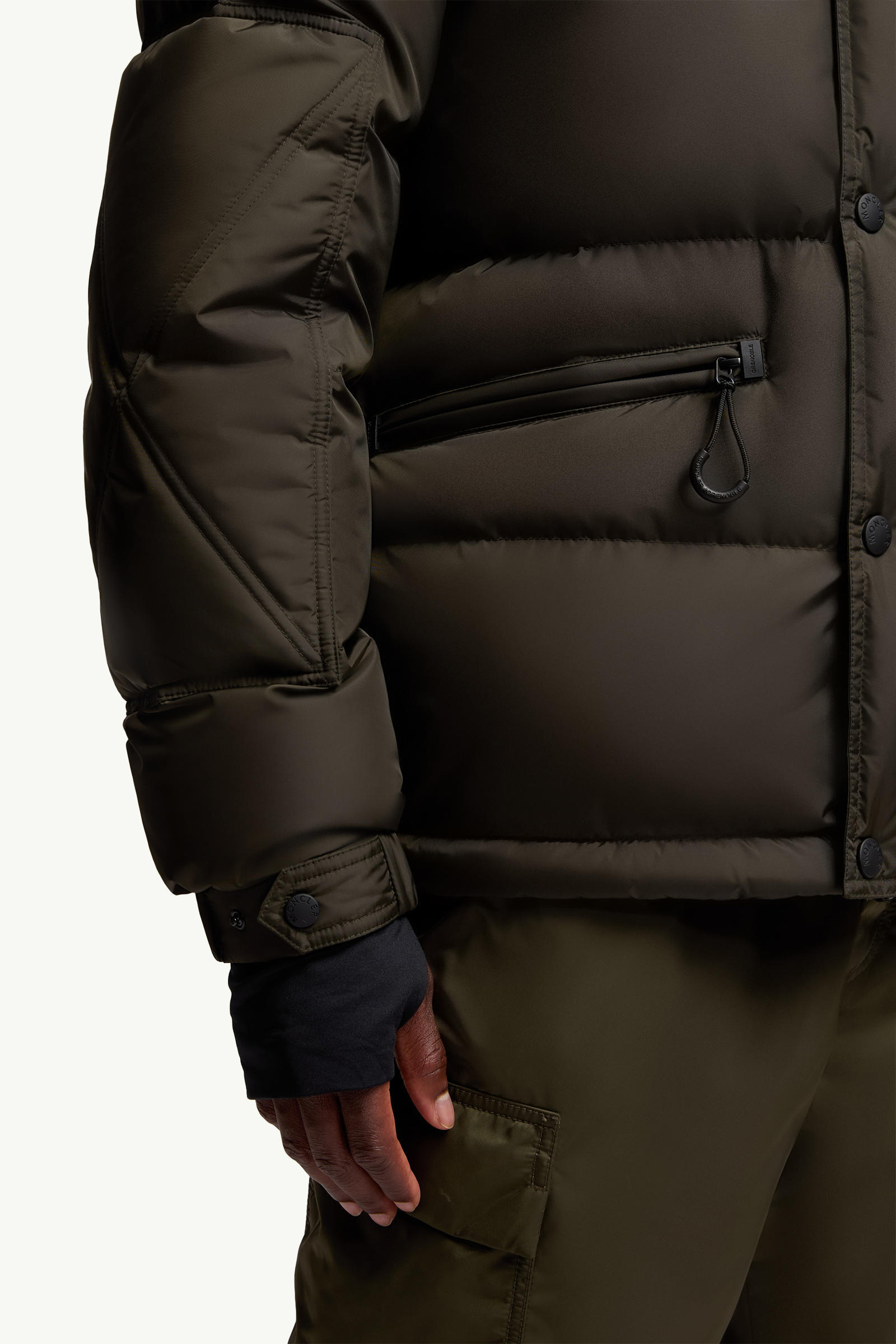 Moncler Down Ski Jacket Adjustable Hood In Green