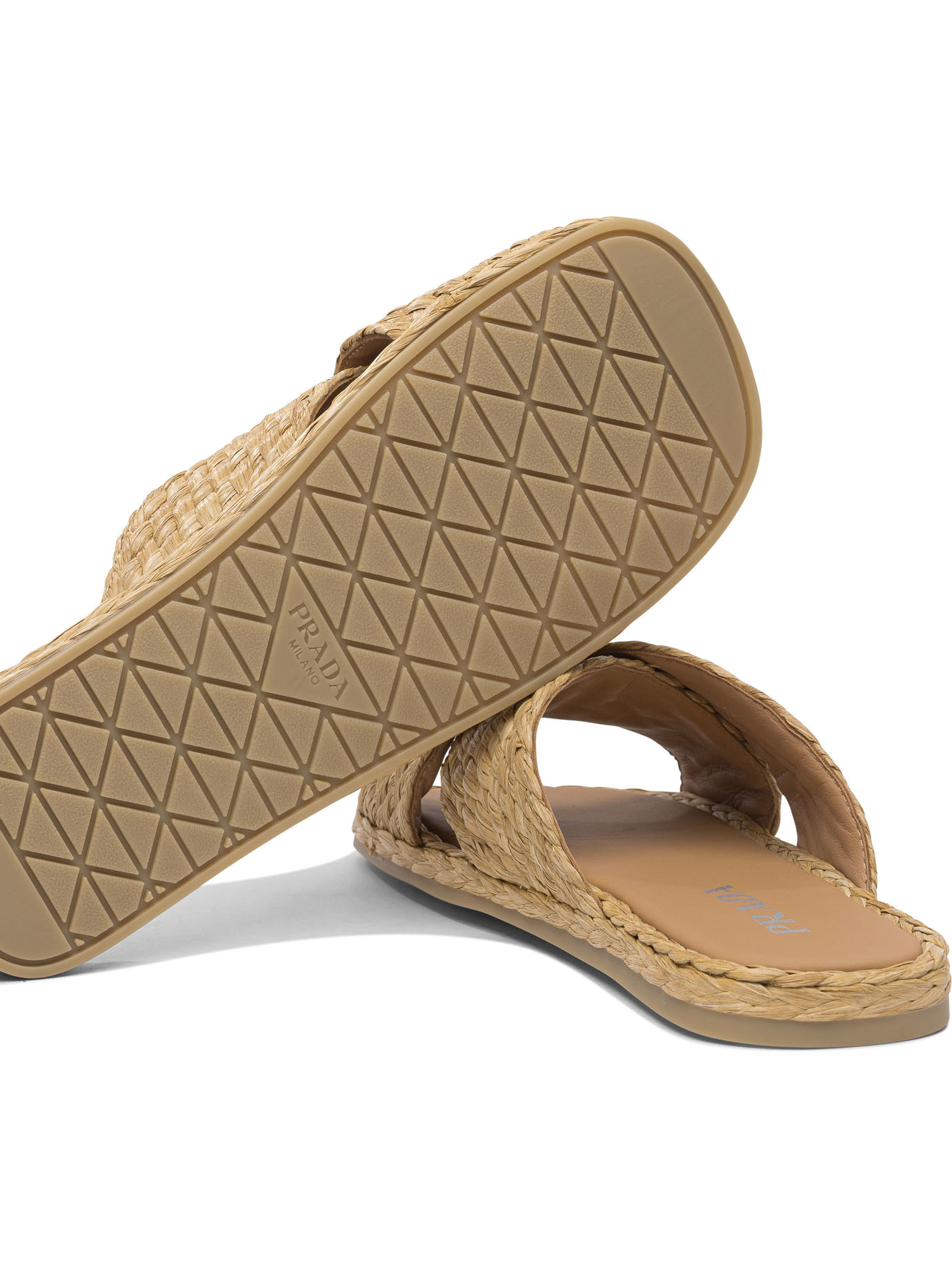 Prada Raffia Sandals In Nude