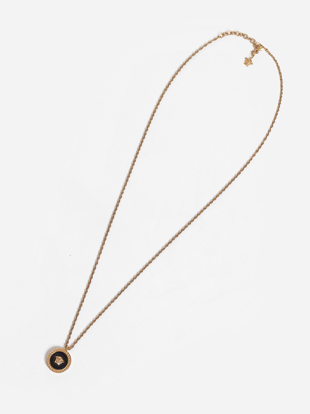 Versace Enamel Medusa-head Pendant Necklace In Yellow