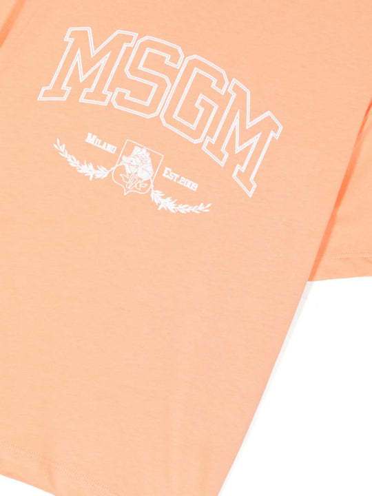 Shop Msgm Logo-print Cotton T-shirt In Pink