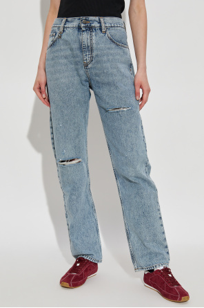 Amiri Distressed Knee-detail Jeans In Blue