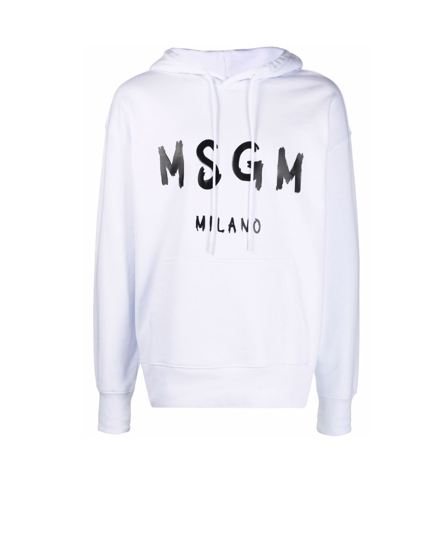 Msgm Logo Print Pullover Hoodie In White