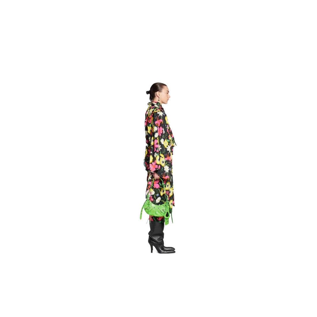 Balenciaga Green Leather Shoulder Handbag With Magnetic Closure And Metal Details In Green