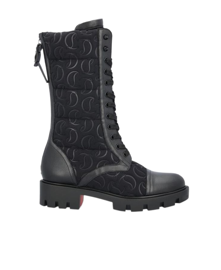 Christian Louboutin Logo Embossed Boots In Black