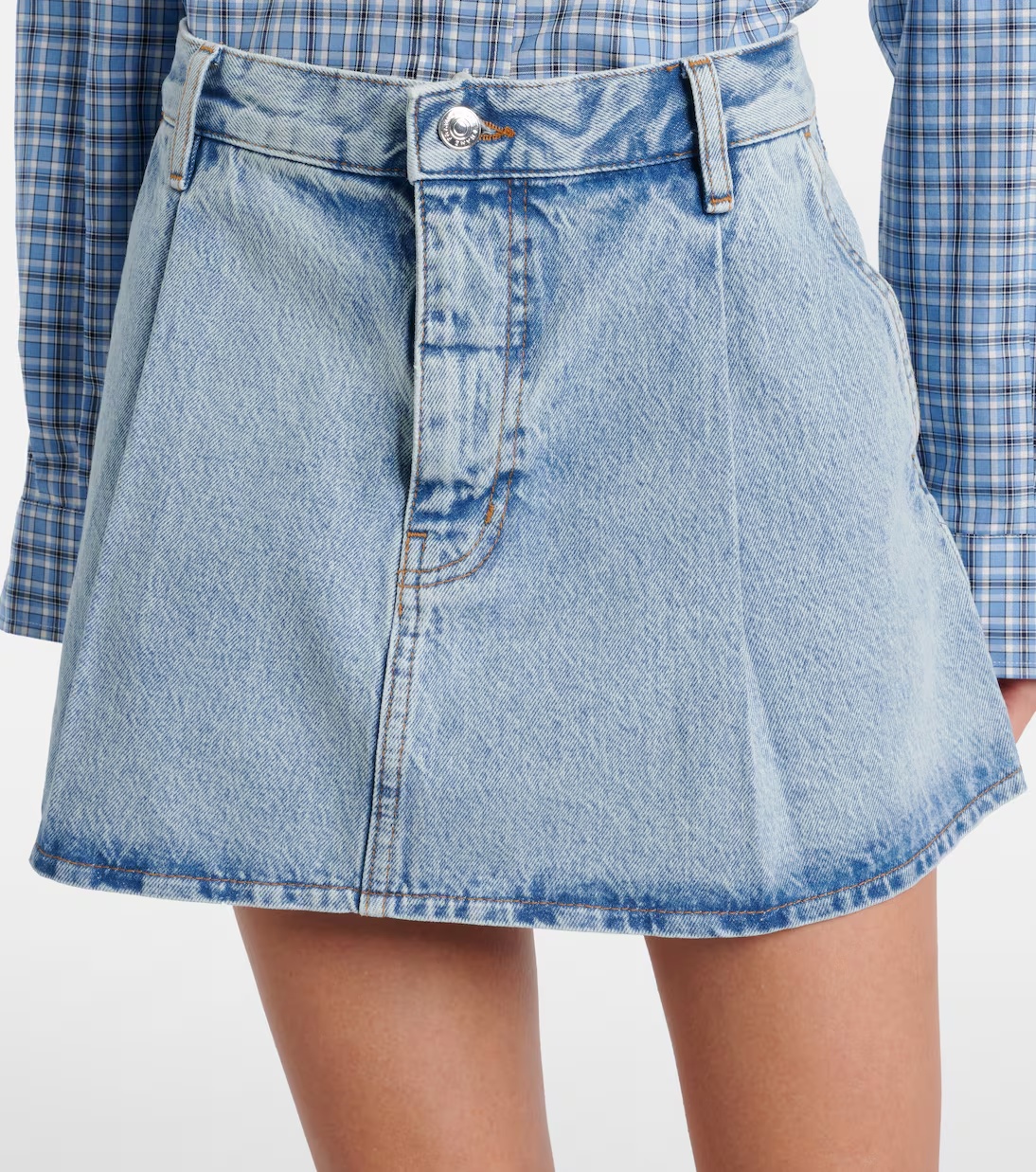 Frame High-waisted Denim Skirt In Blue