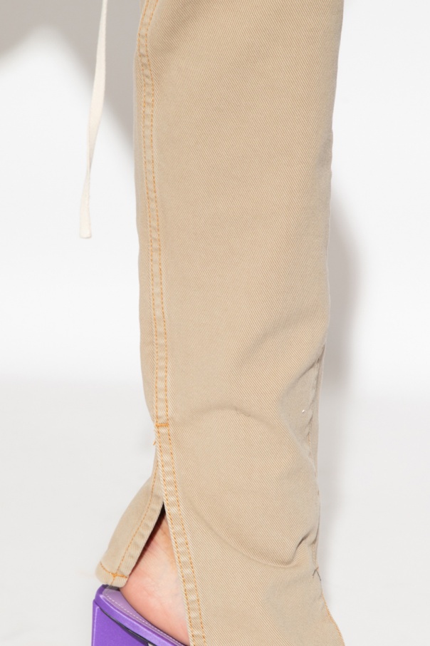 Attico Slit-hem Straight-leg Jeans In Nude