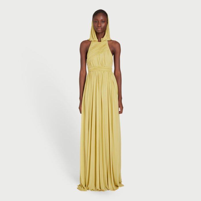 Giambattista Valli Hooded Pleated Dress In Nude