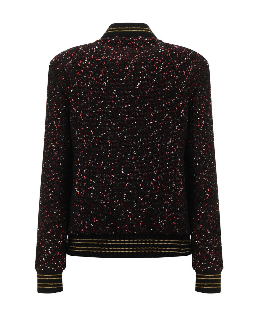 Saint Laurent Sequinned Bomber Jacket In Black