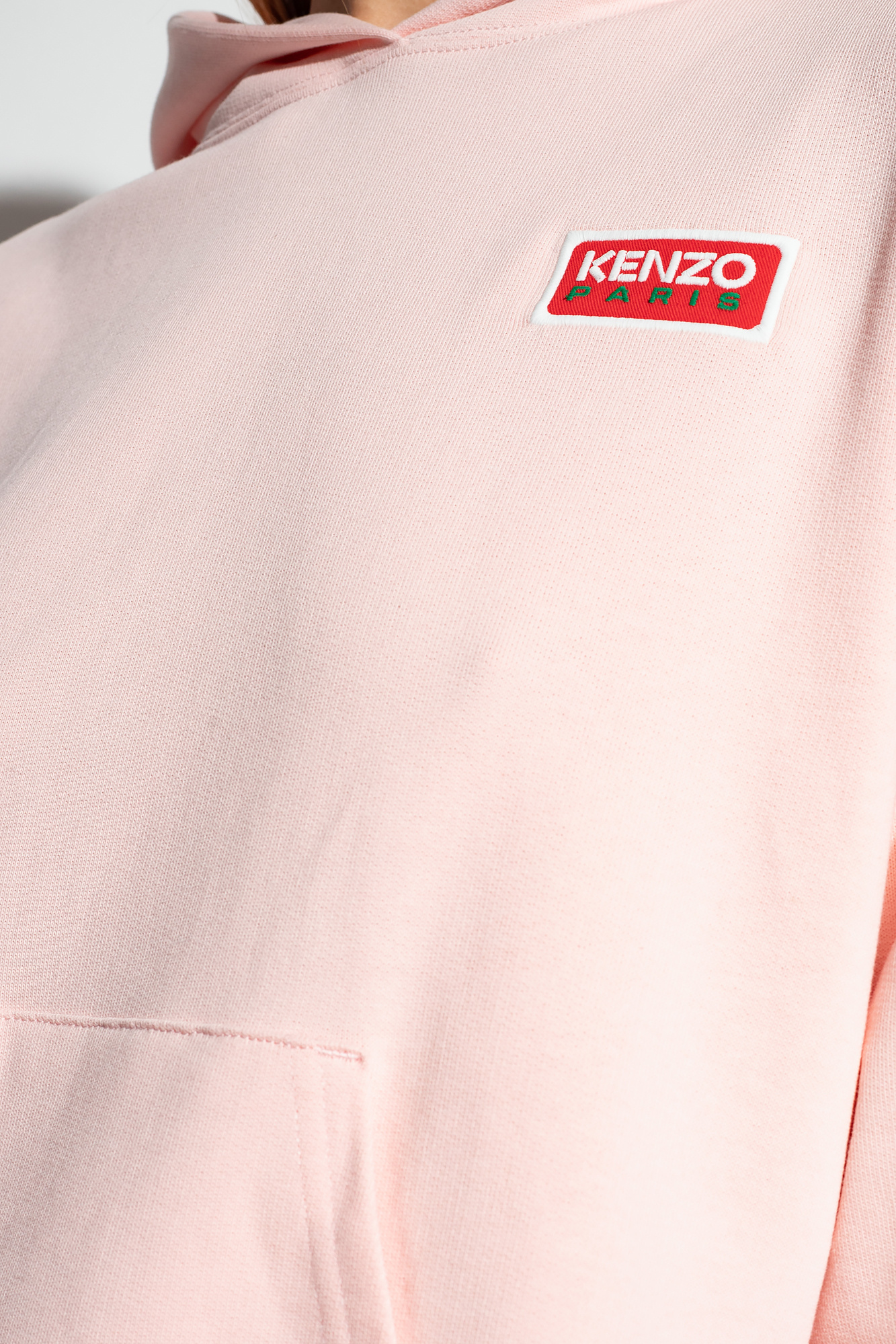 Kenzo Logo-embroidered Cotton Hoodie In Pink