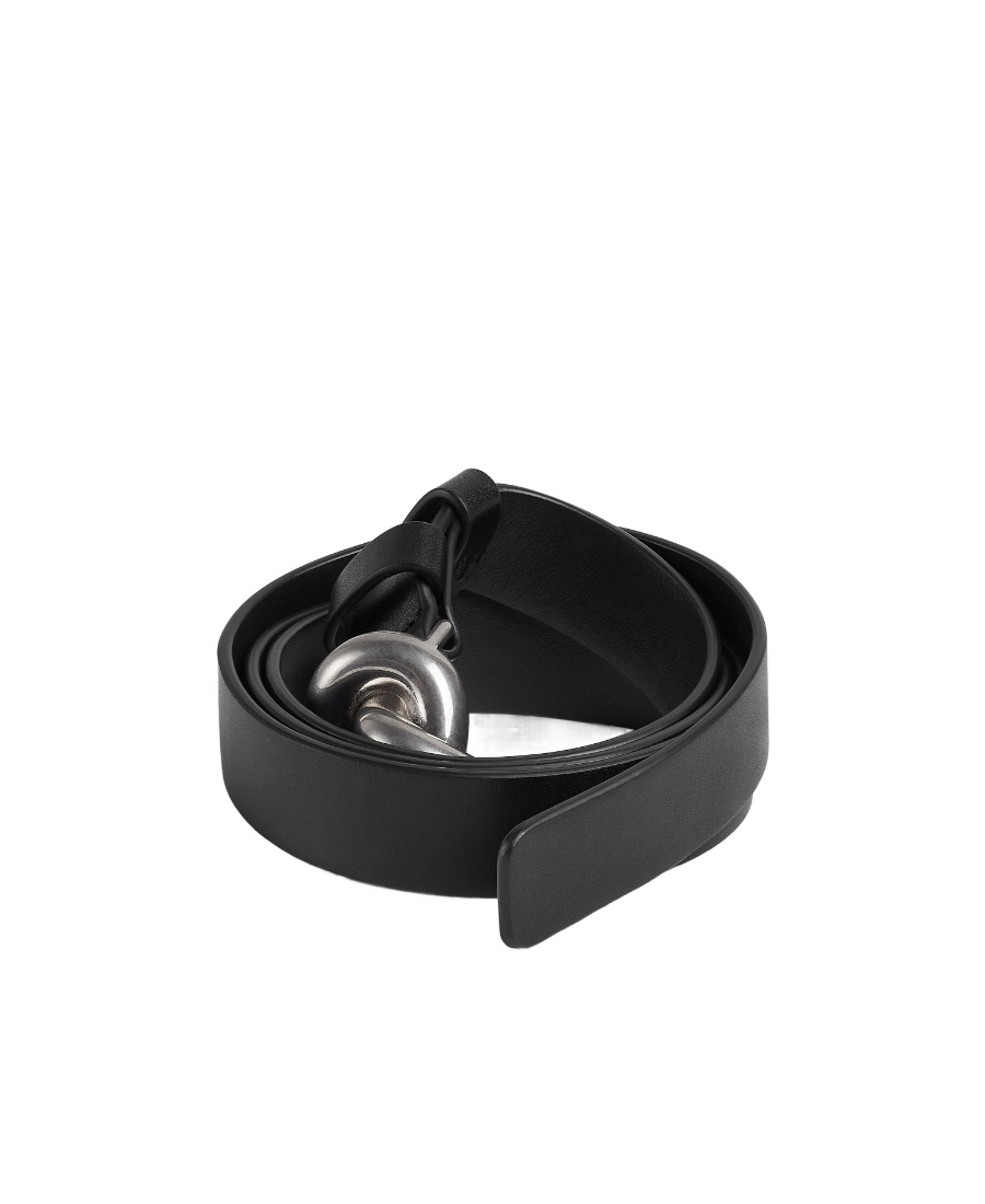 Bottega Veneta Womens Black-silver Knot Leather And Silver-tone Hardware Belt