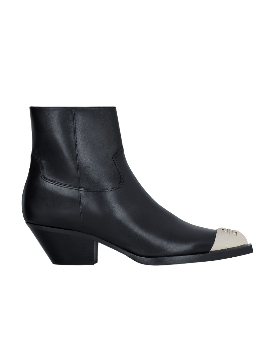 Shop Givenchy Western Ankle Boots In Leather In Black