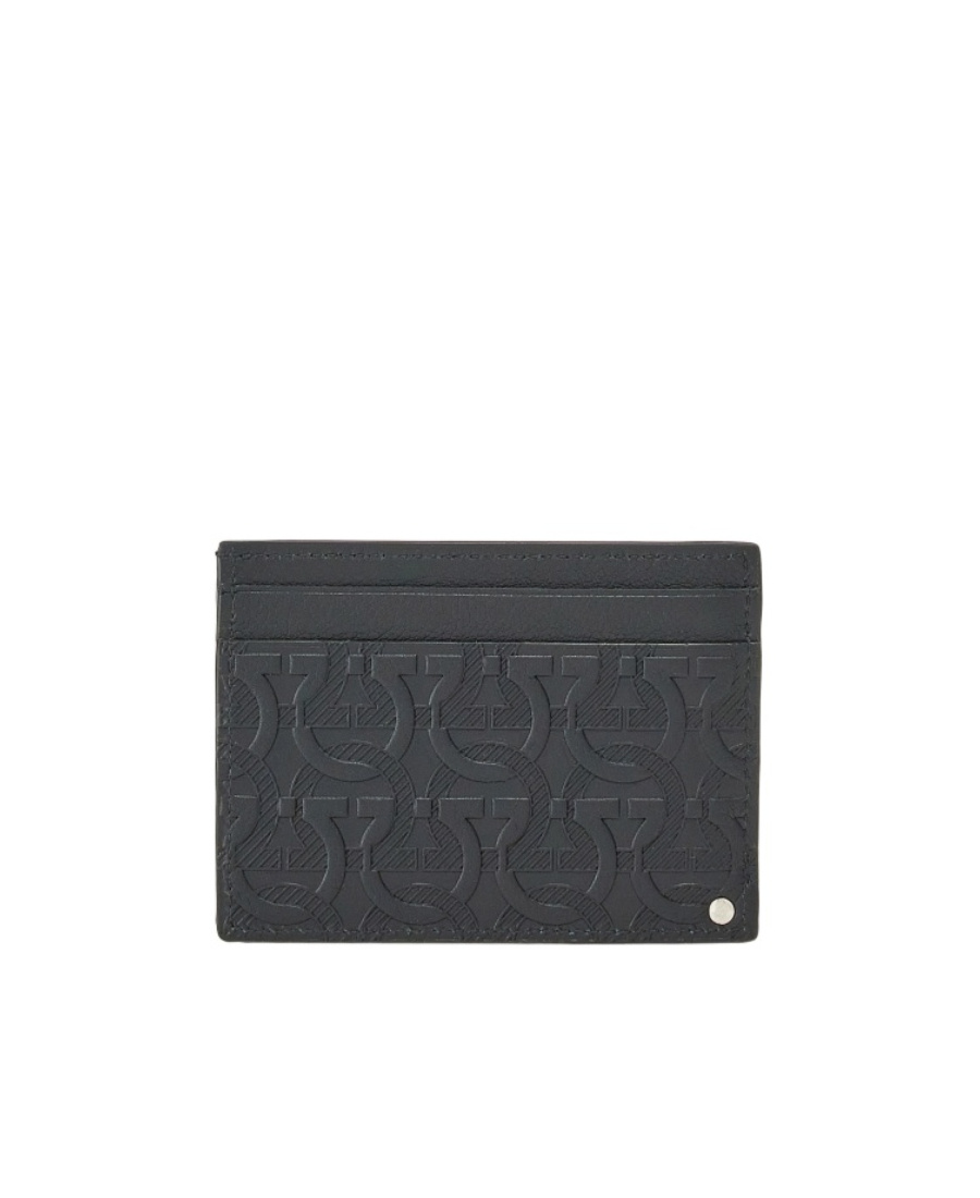 Ferragamo Logo-debossed Leather Cardholder In Black