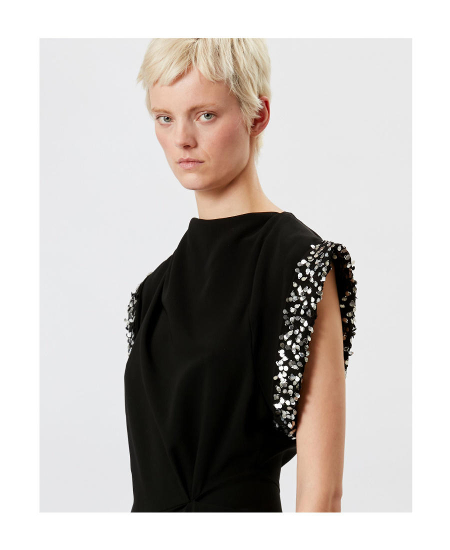 Shop Isabel Marant Leronia Sequin-embellished Midi Dress In Black