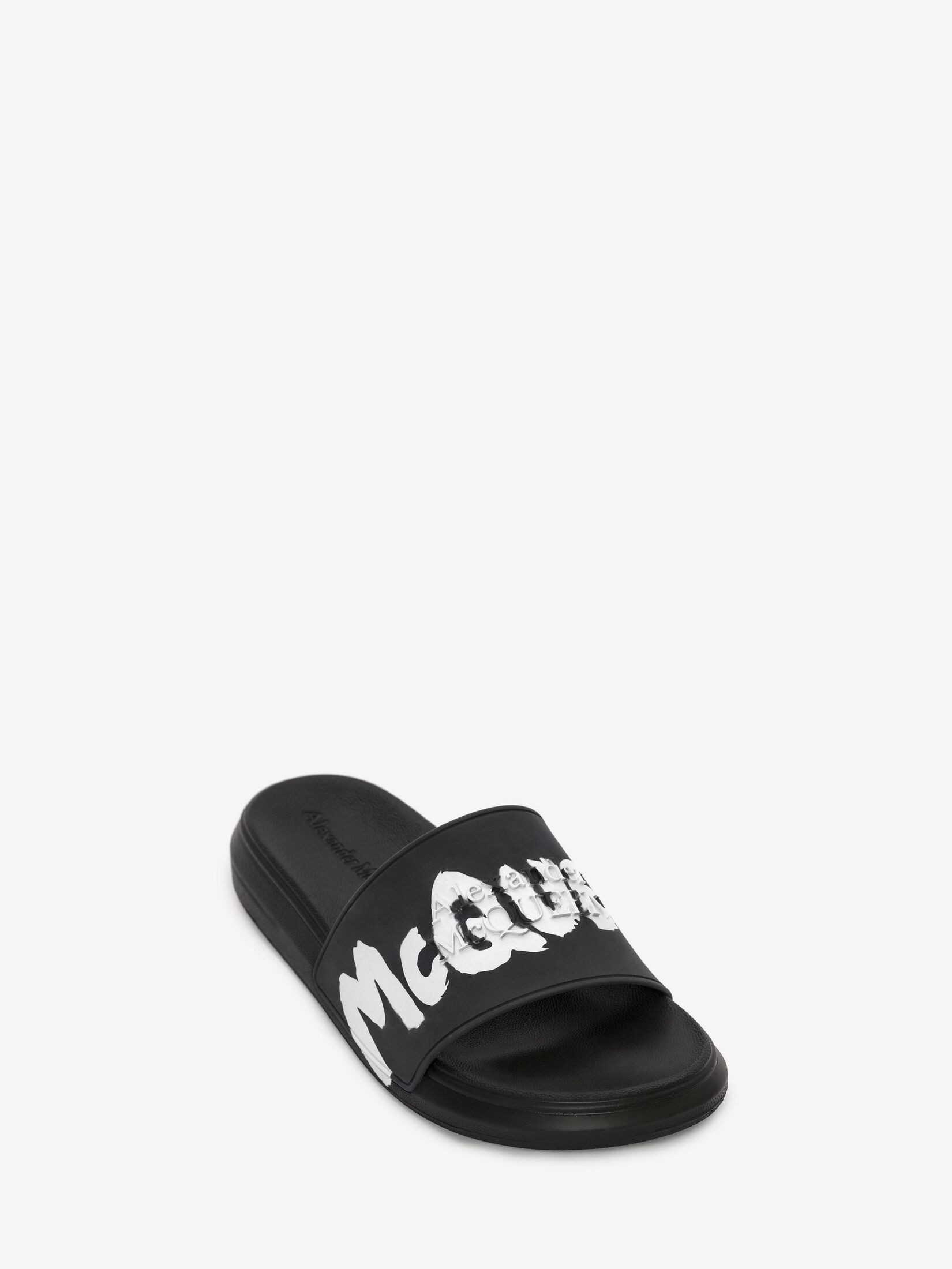 ALEXANDER MCQUEEN LOGO-PRINT OPEN TOE SLIDES