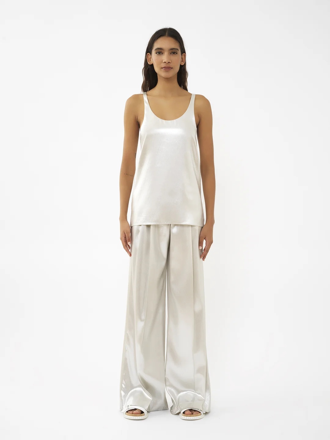 Chloé Laminated Silk Tank Top In White