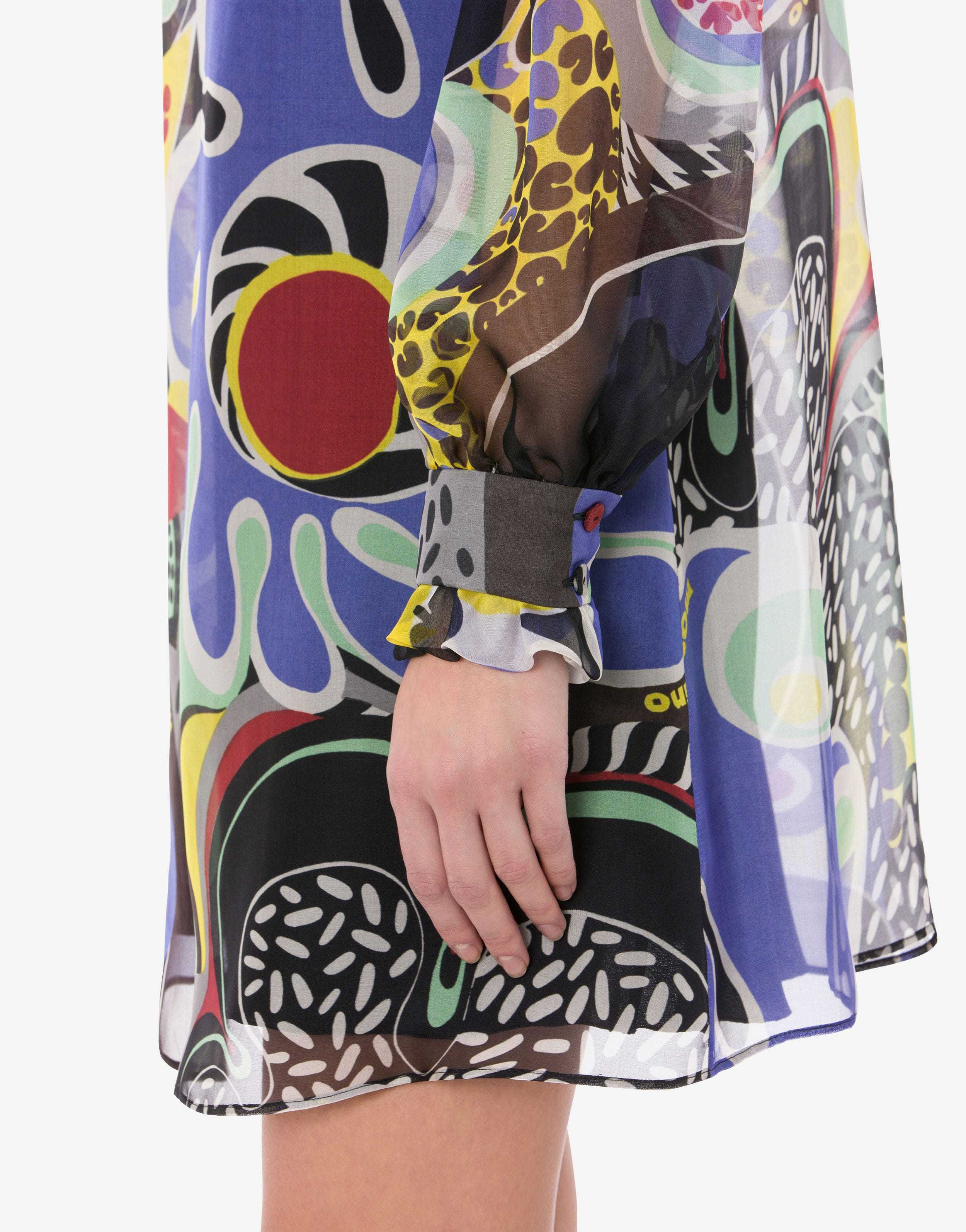 Moschino Long Sleeved Dress In Multicolor