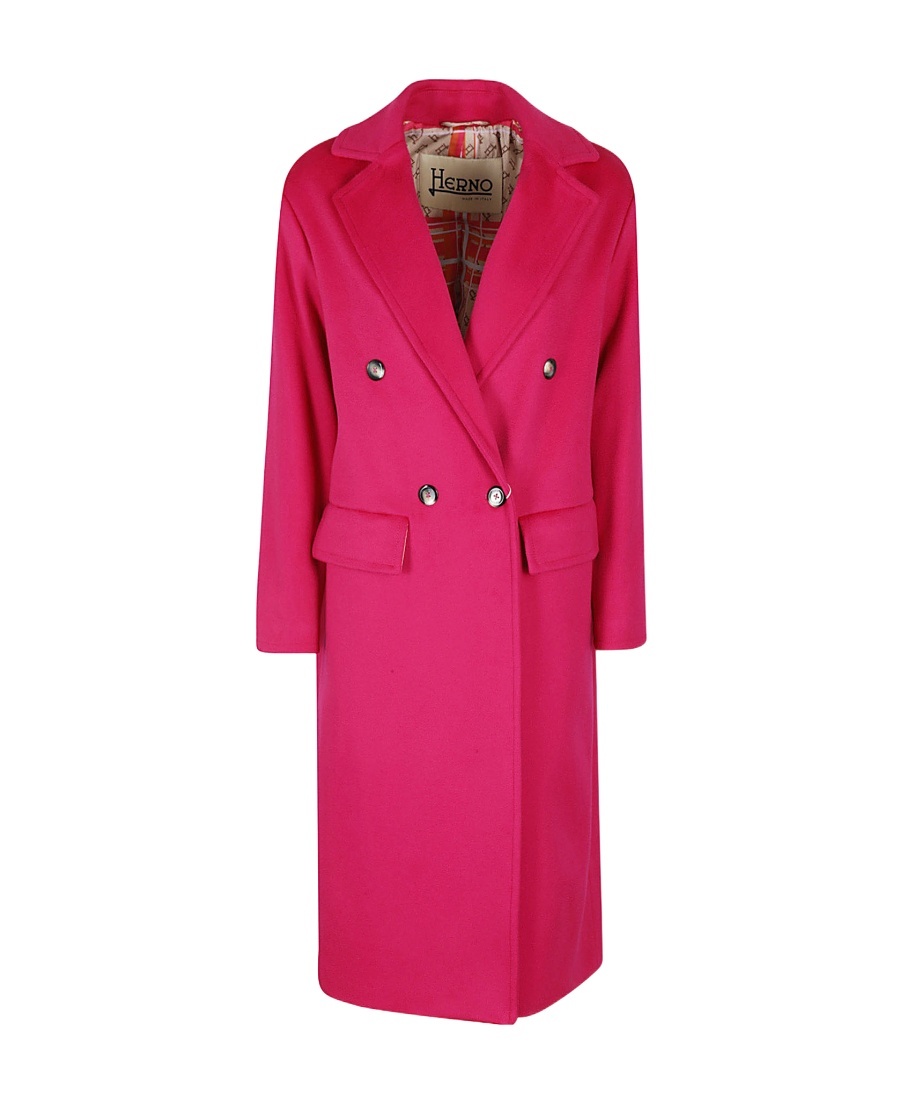 Herno Elegant Fuchsia Coat With A Reversible Collar In Pink