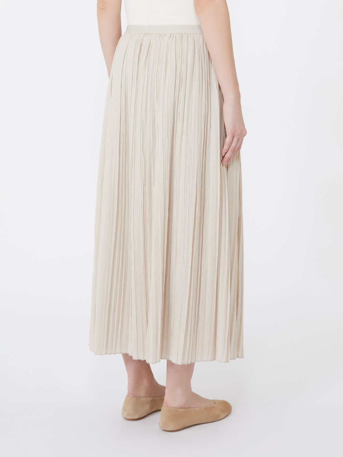 Weekend Max Mara Cral Pleated Jersey Midi Skirt In Neutral