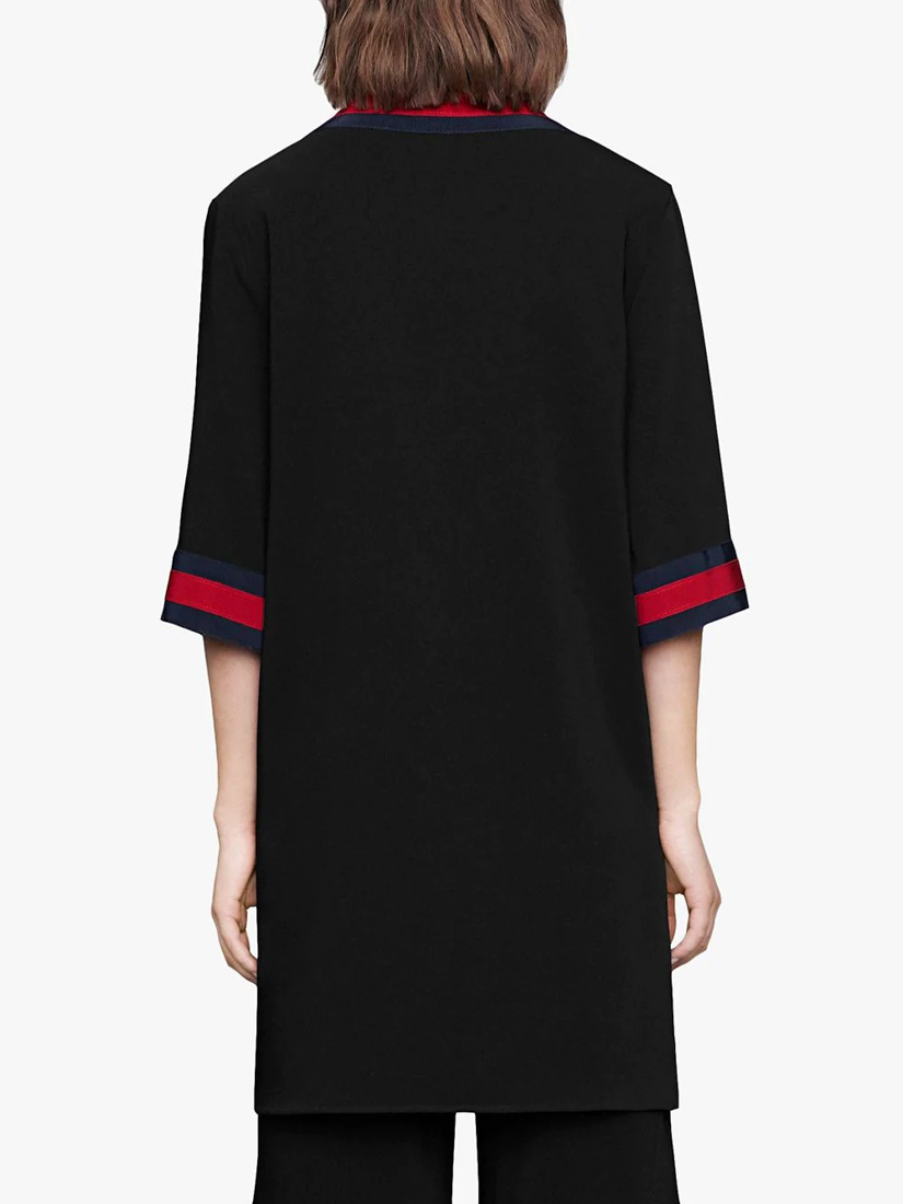 Gucci Grosgrain-trimmed Striped Dress In Black