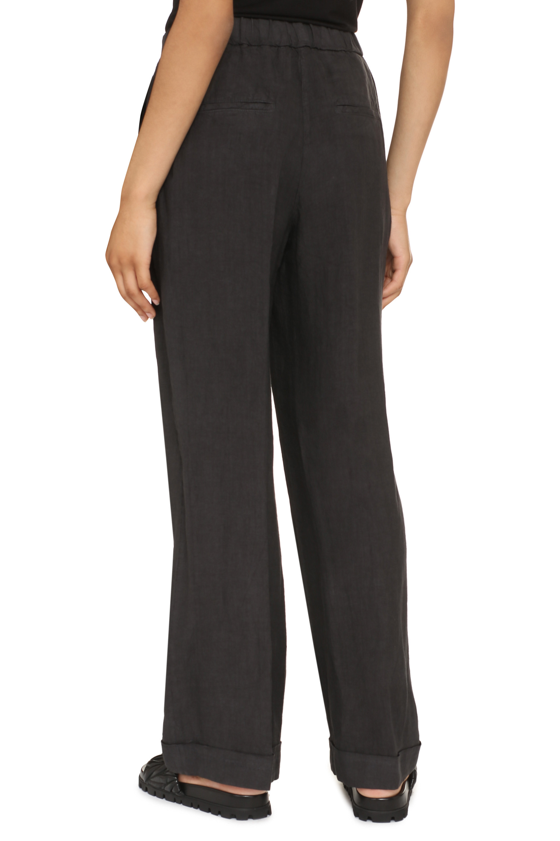 Peserico Elastic Waist Casual Pants In Black