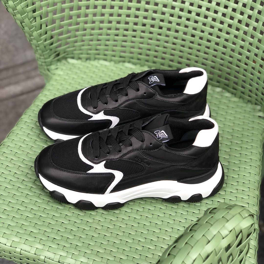Hogan Black Fabric Hyperactive Sneakers In Black