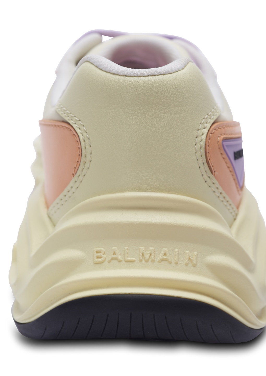 BALMAIN RUN-ROW PANELLED LEATHER TRAINERS 