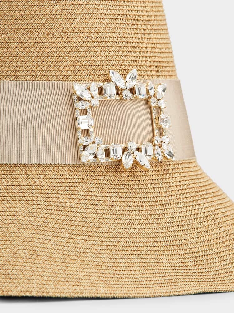 Roger Vivier Broche Vivier Hat In Raffia In Brown