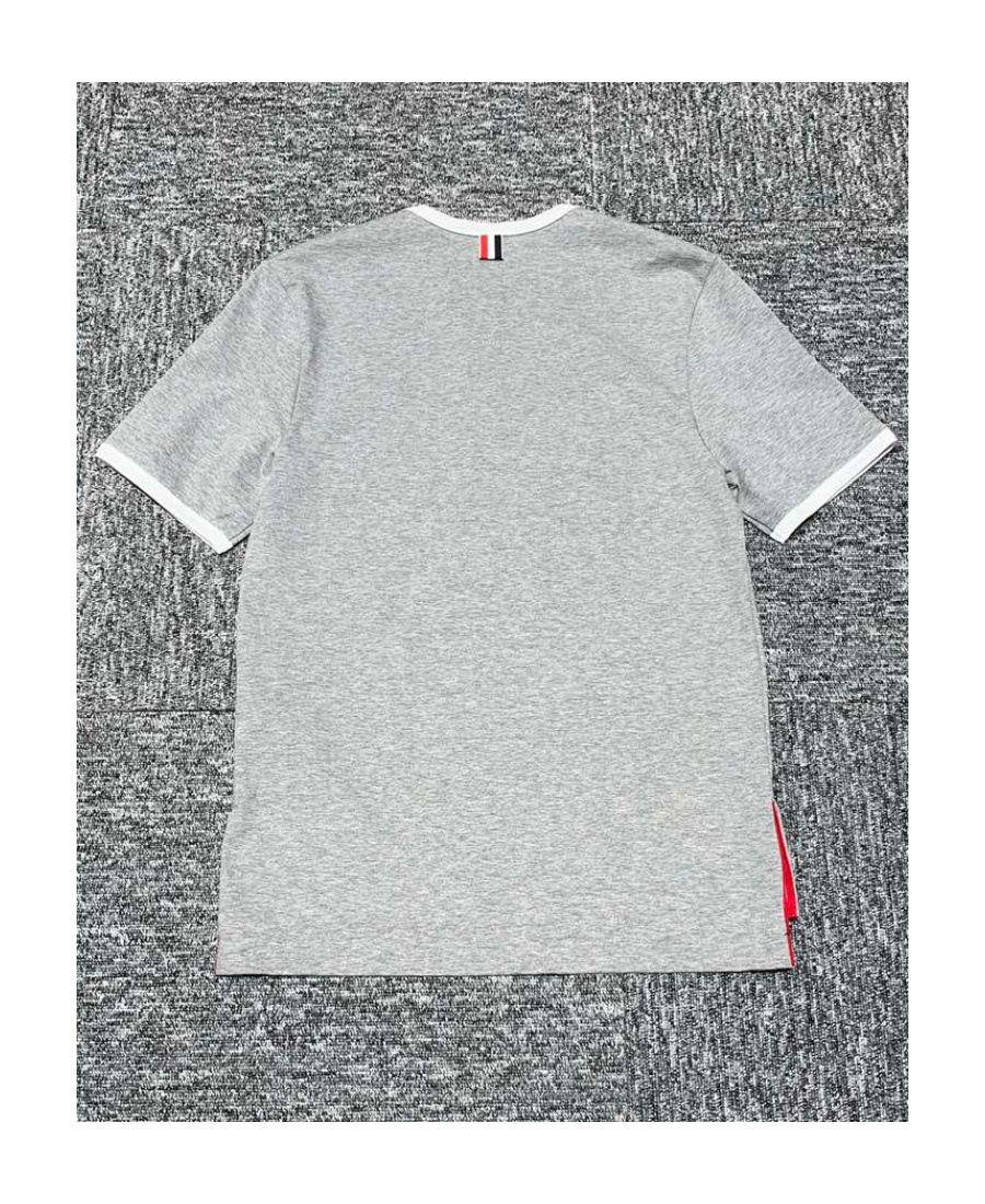 Thom Browne Ringer T-shirt Medium Weight Jersey In Gray