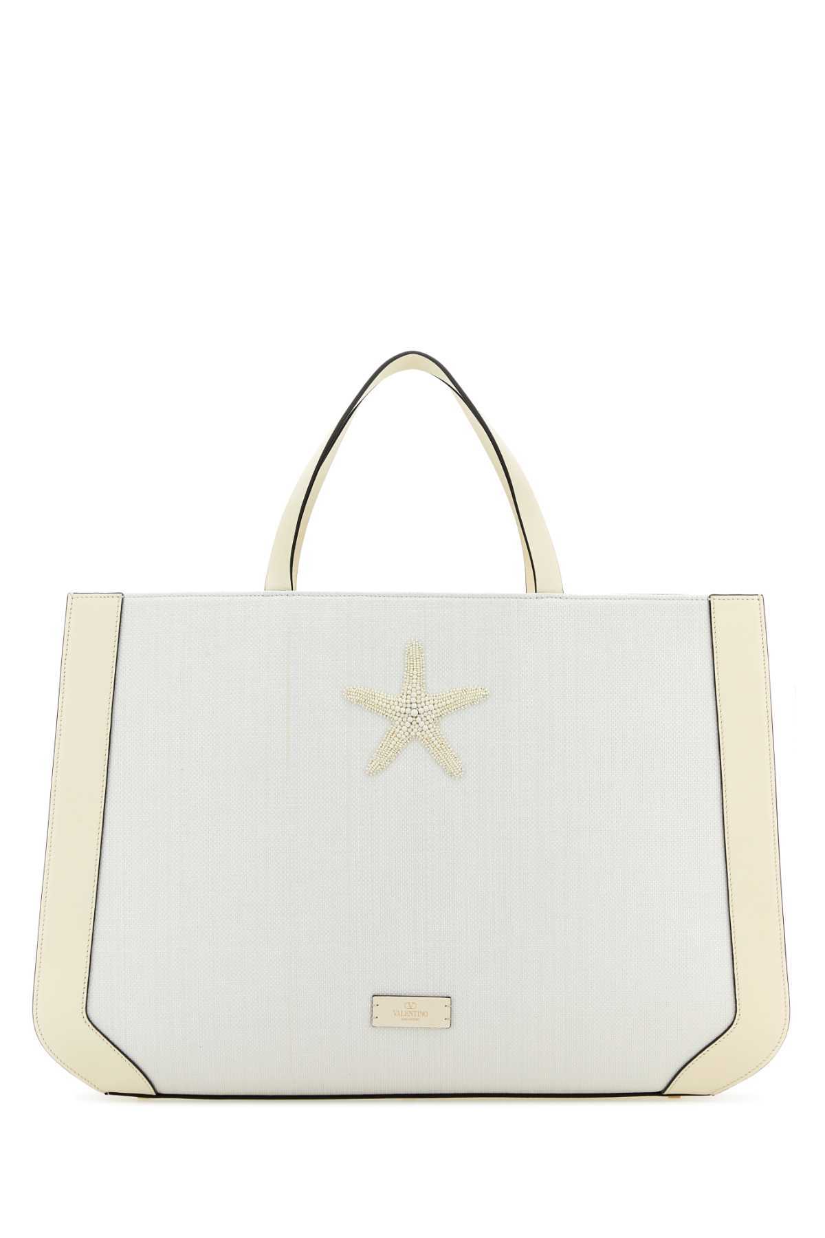 Valentino Escape Tote Bag In White/lemon Yellow