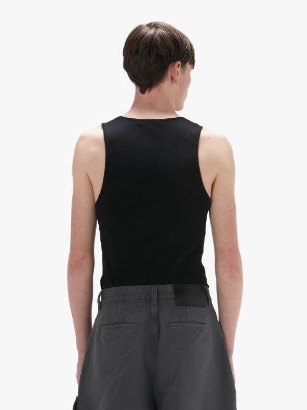 Jw Anderson Logo Embroidery Stretch Cotton Tank Top In Black