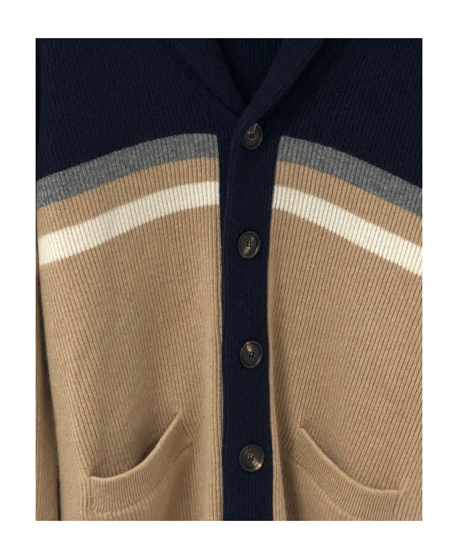 Brunello Cucinelli Splicing Design Cardigan In Multi