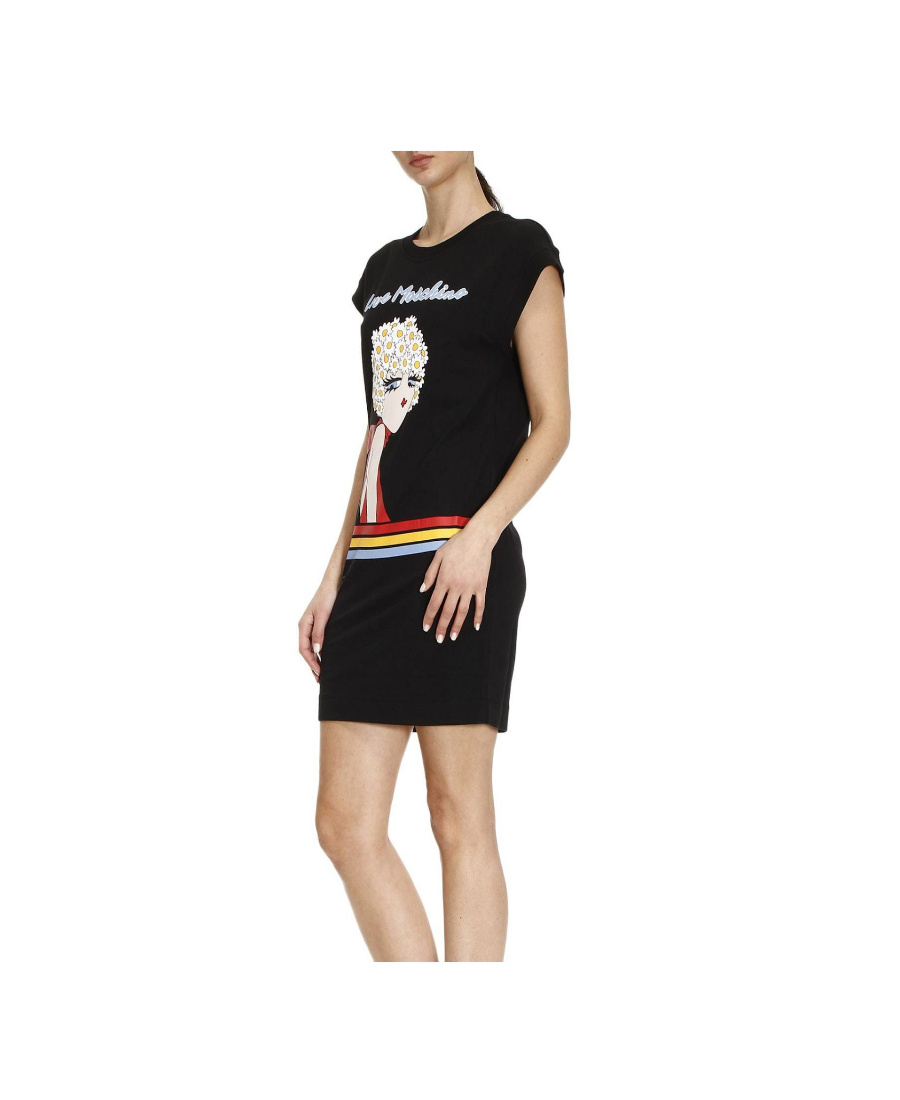 Moschino Logo Printed Dress In Black