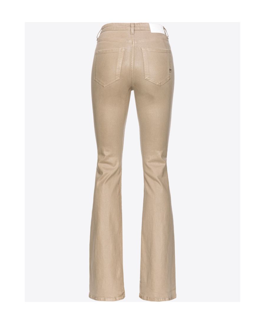 Shop Pinko Coated Flared Jeans In Nude
