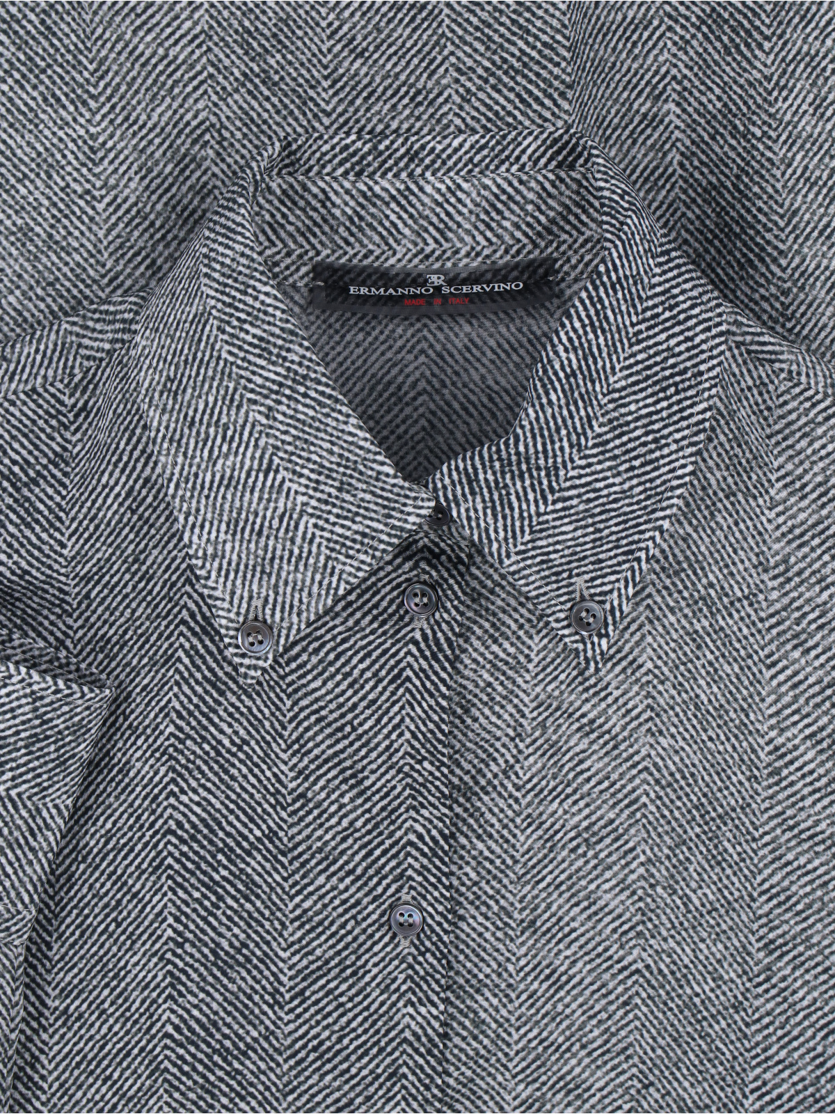 Ermanno Scervino Casual Long Sleeve Herringbone Pattern Top In Gray