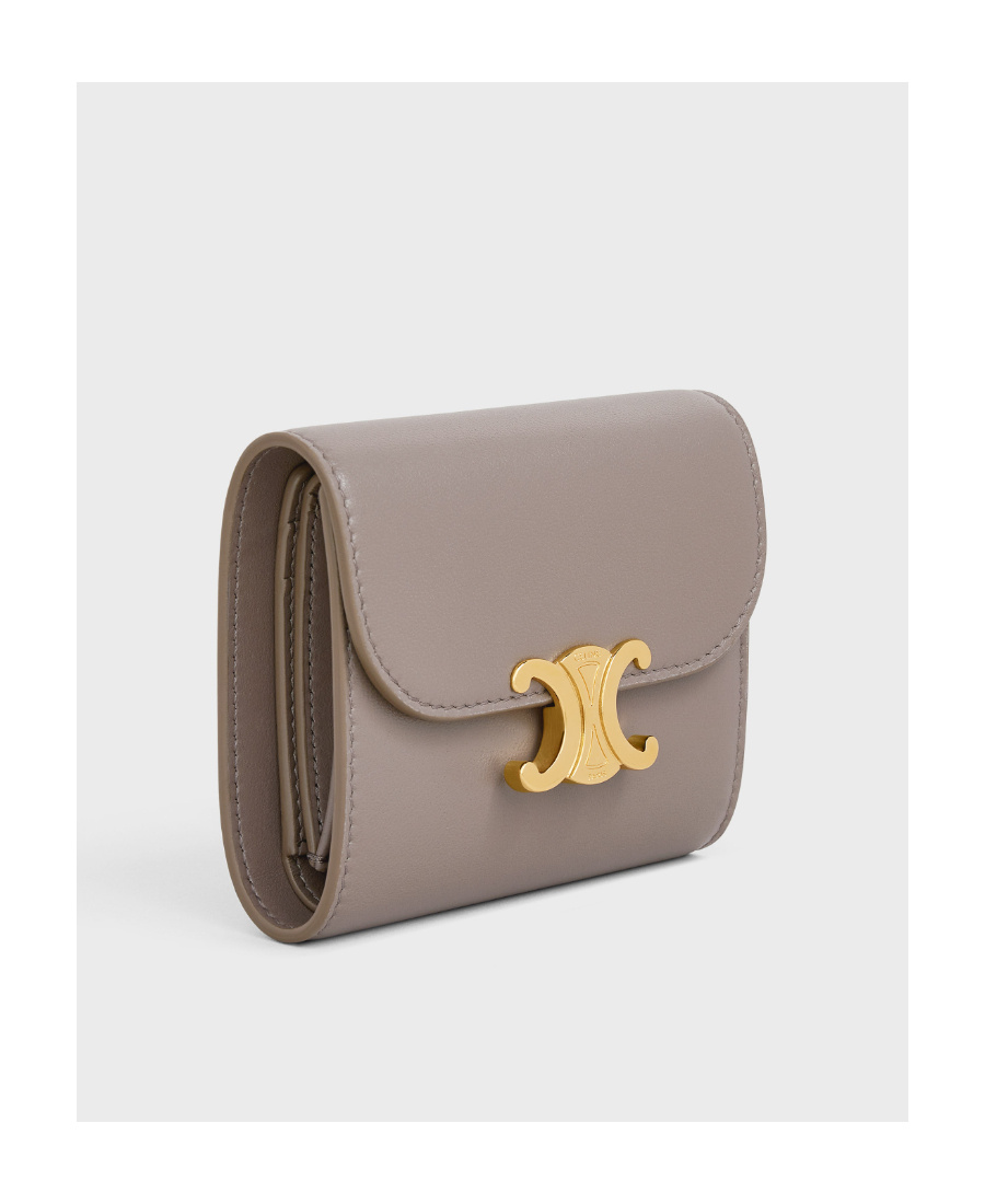 Celine Triomphe Small Wallet In Gray