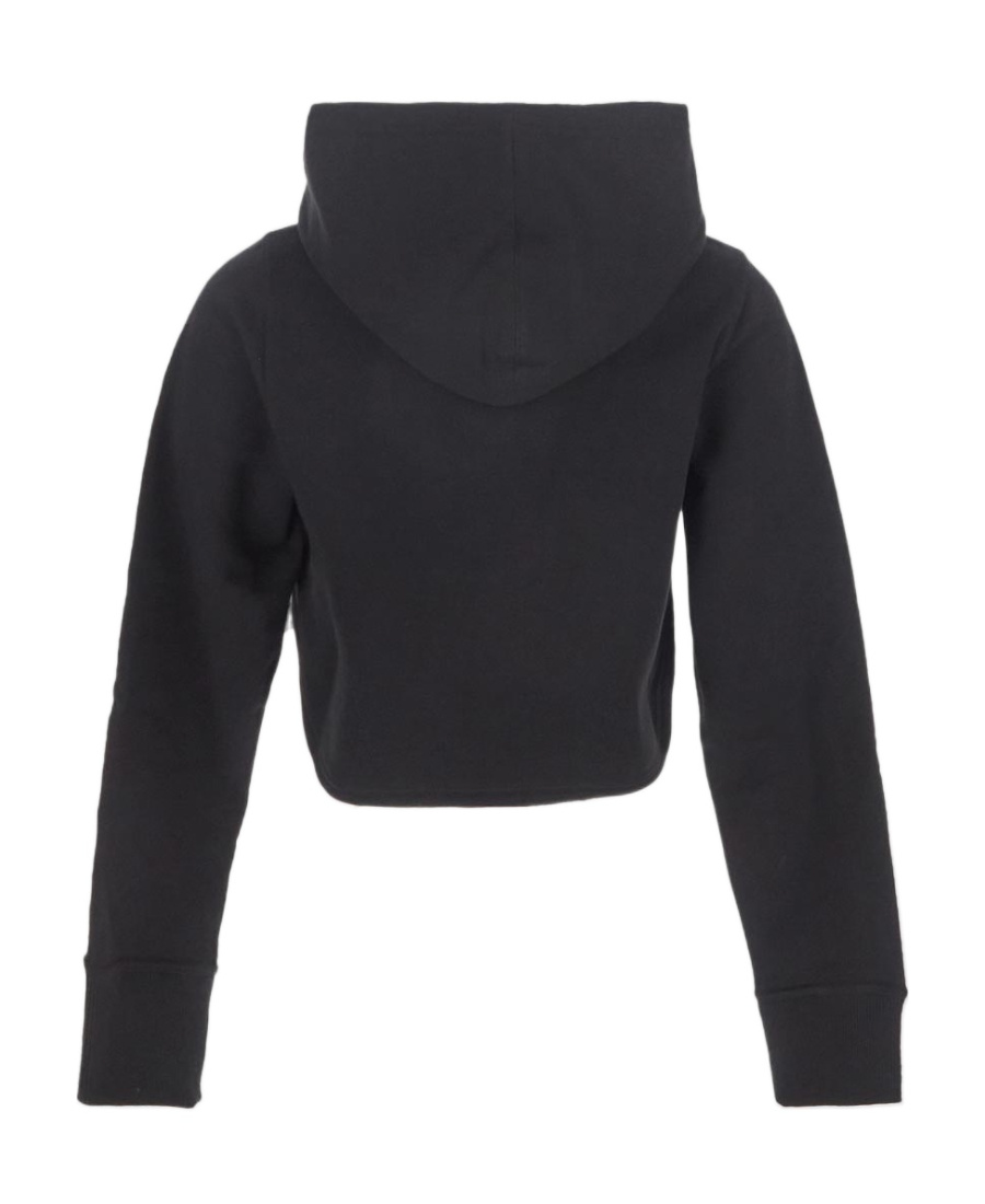 Valentino Embroidered-logo Cropped Hoodie In Black
