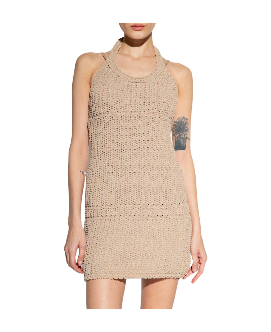 Jacquemus La Robe Nuvola Halter Neck Sweater Dress In 810 Light Brown