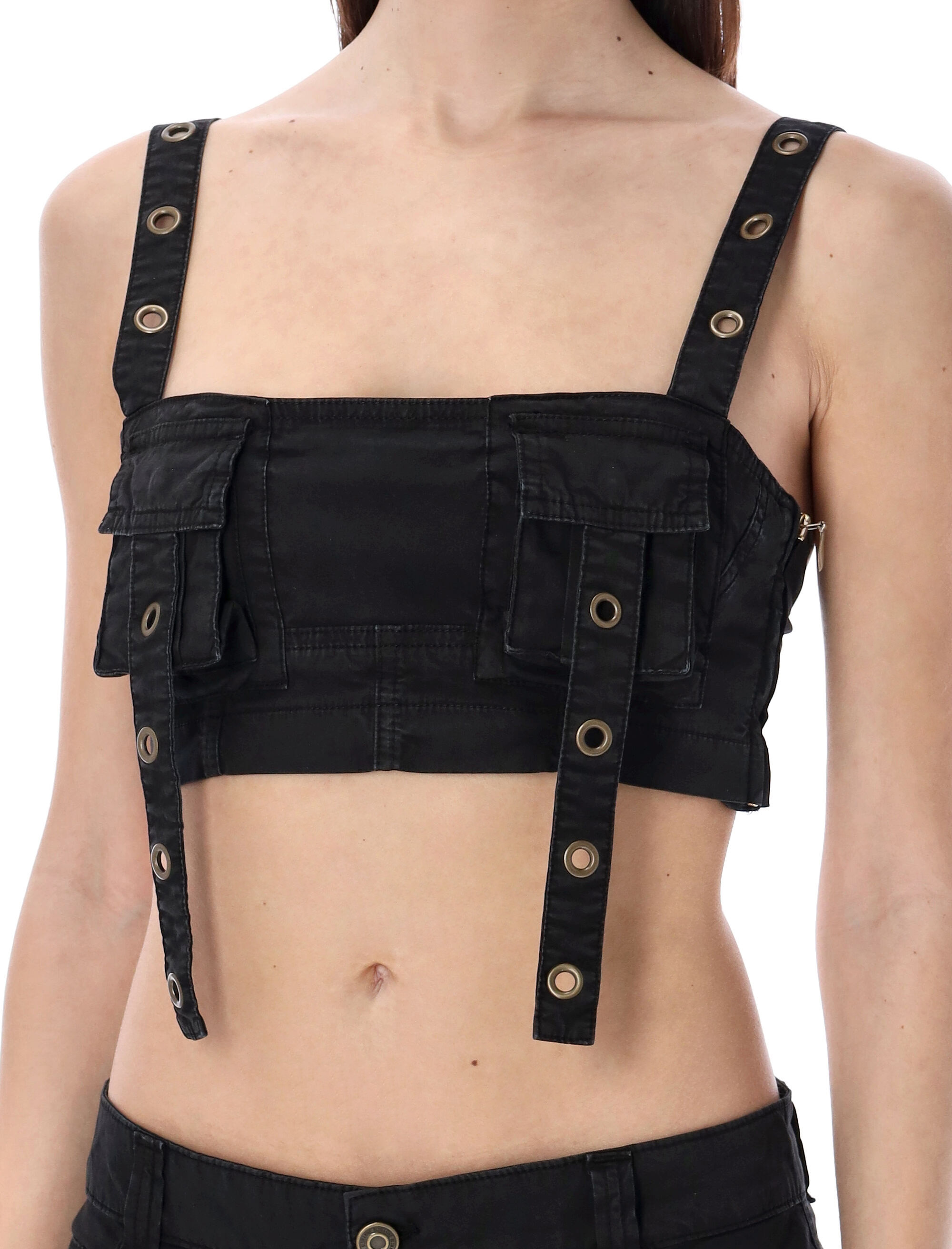 Shop Blumarine Cargo-style Crop Top In Black