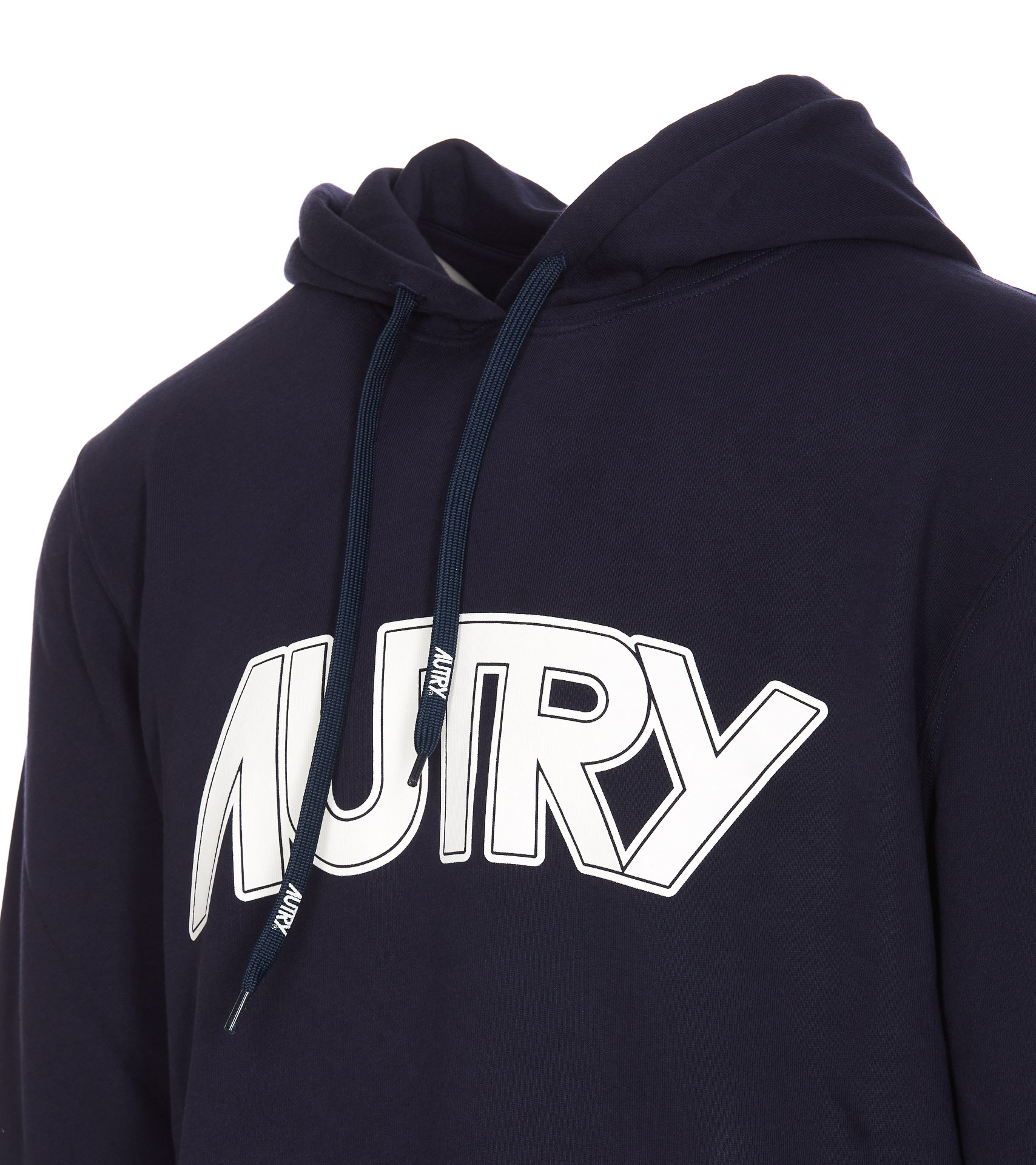 Shop Autry Logo-print Cotton Hoodie In Black
