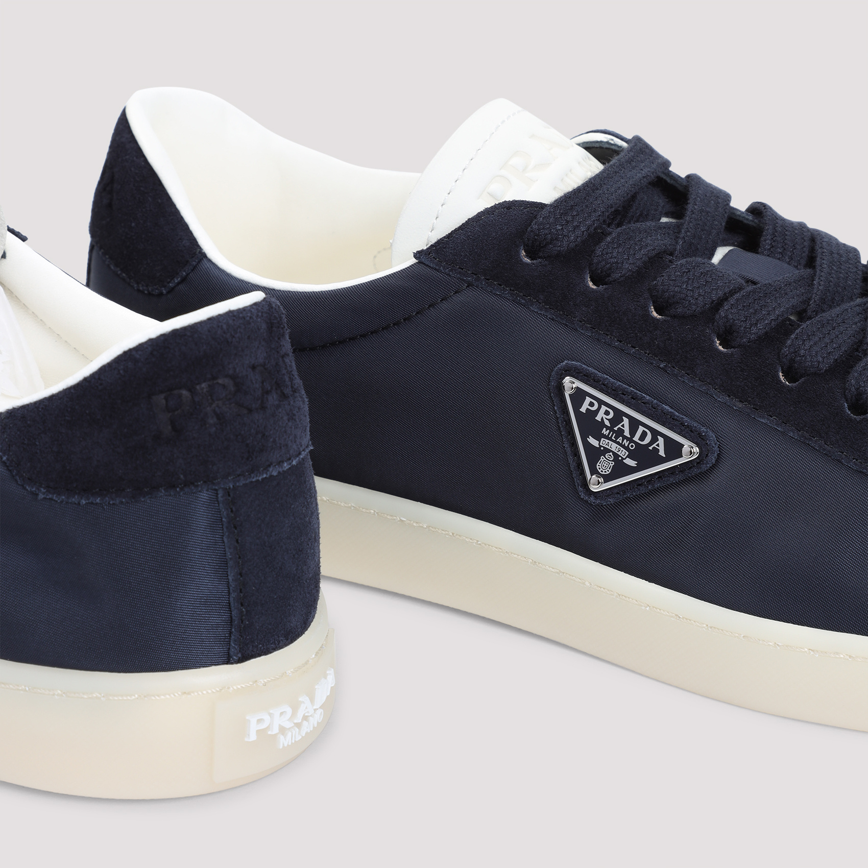 Prada Nylon Sneakers With Suede Inserts In Black