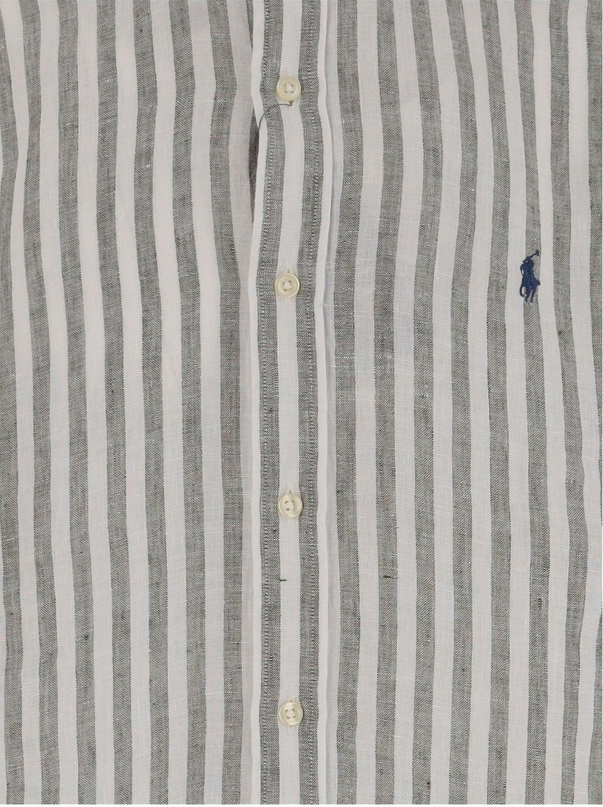 Polo Ralph Lauren Striped Linen Shirt In Green White