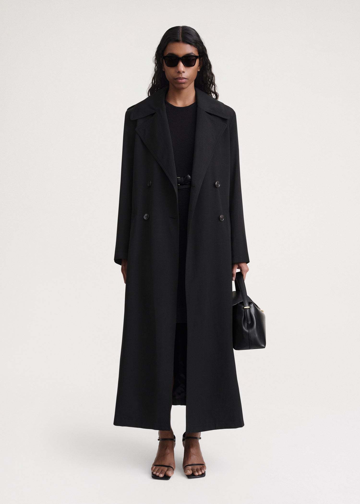 Totême Double-breasted Coat In Black