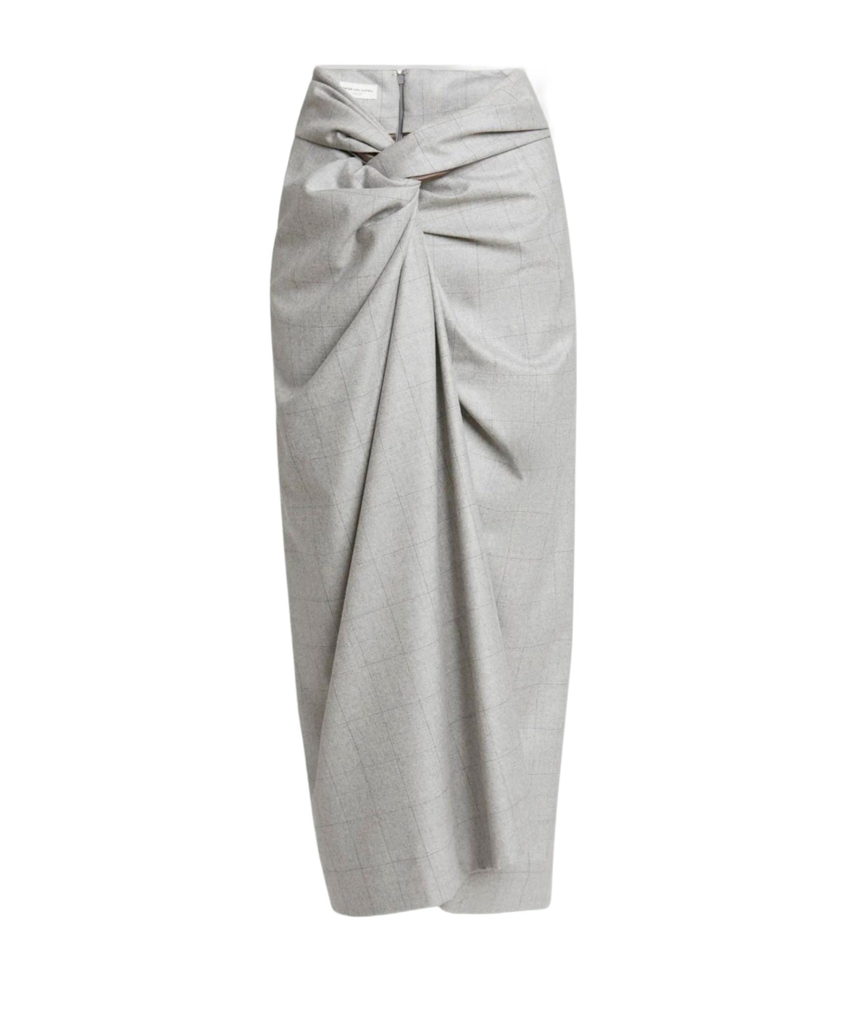 Dries Van Noten Twisted Cotton-jersey Midi Skirt In Gray