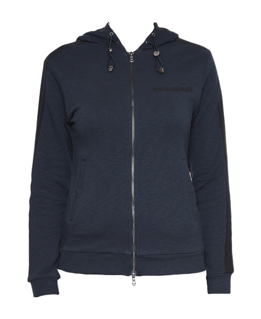 Emporio Armani Logo Hooded Casual Coat In Blue