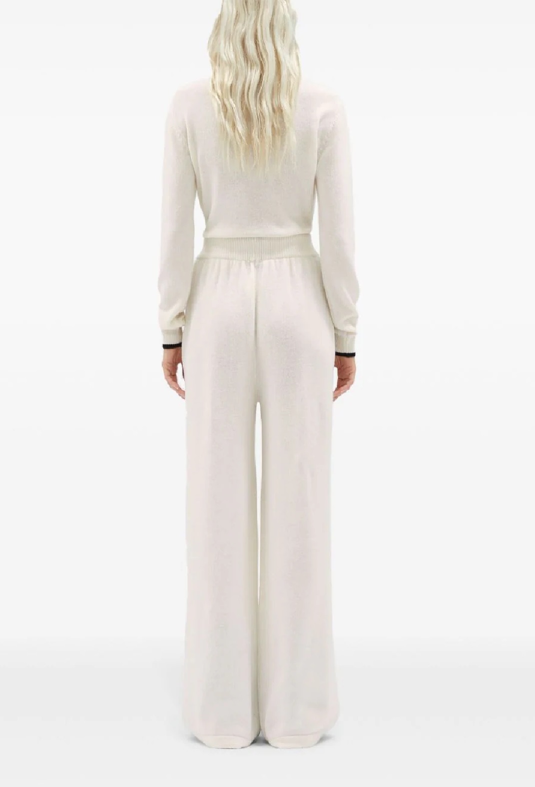 Msgm Wide-leg Wool Blend Trousers In White