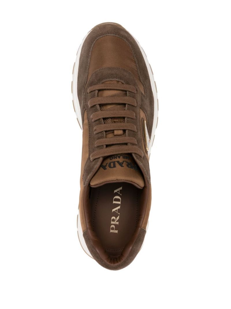 Prada Suede Low-top Sneakers Rubber Sole In Brown
