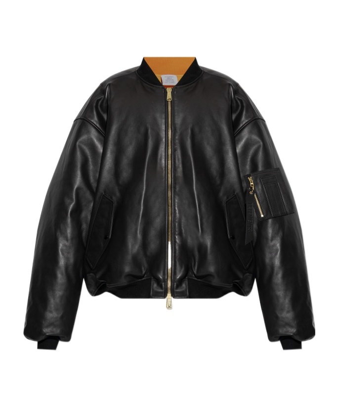 Vetements Long Sleeve Leather Jacket In Black