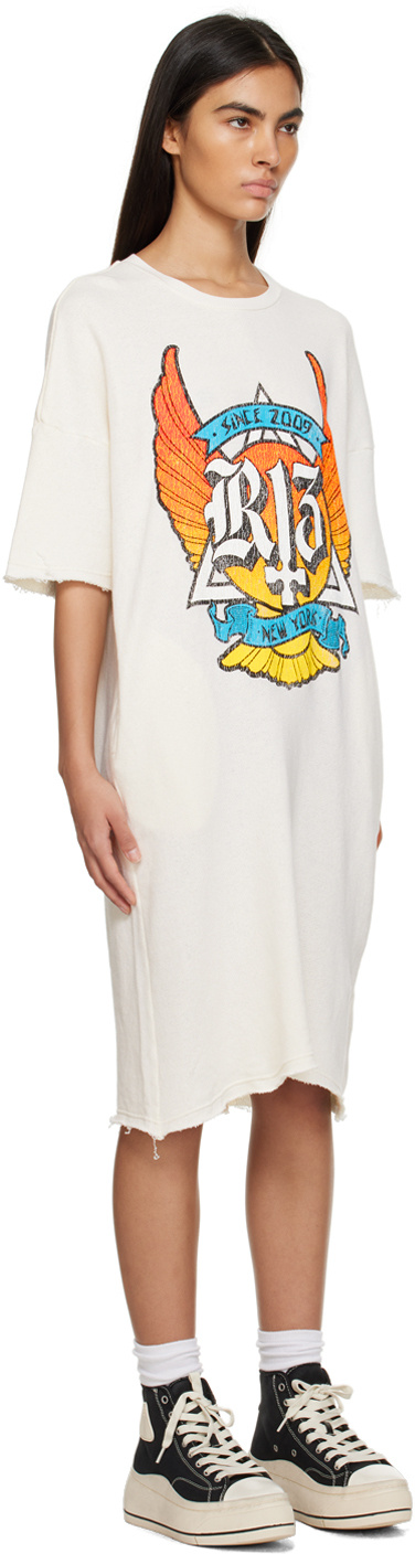 R13 Logo-print T-shirt Dress In White