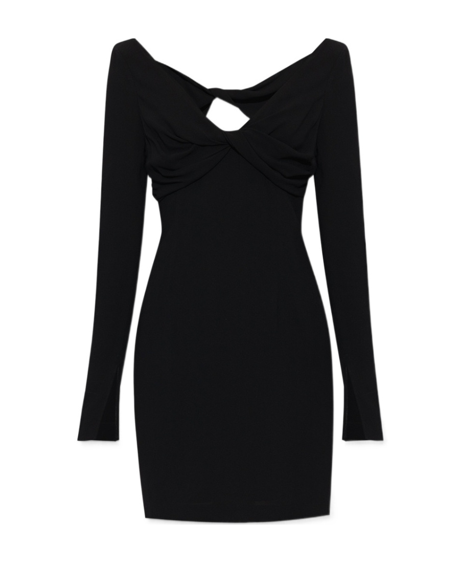 Blumarine Long-sleeve V-neck Minidress In Black