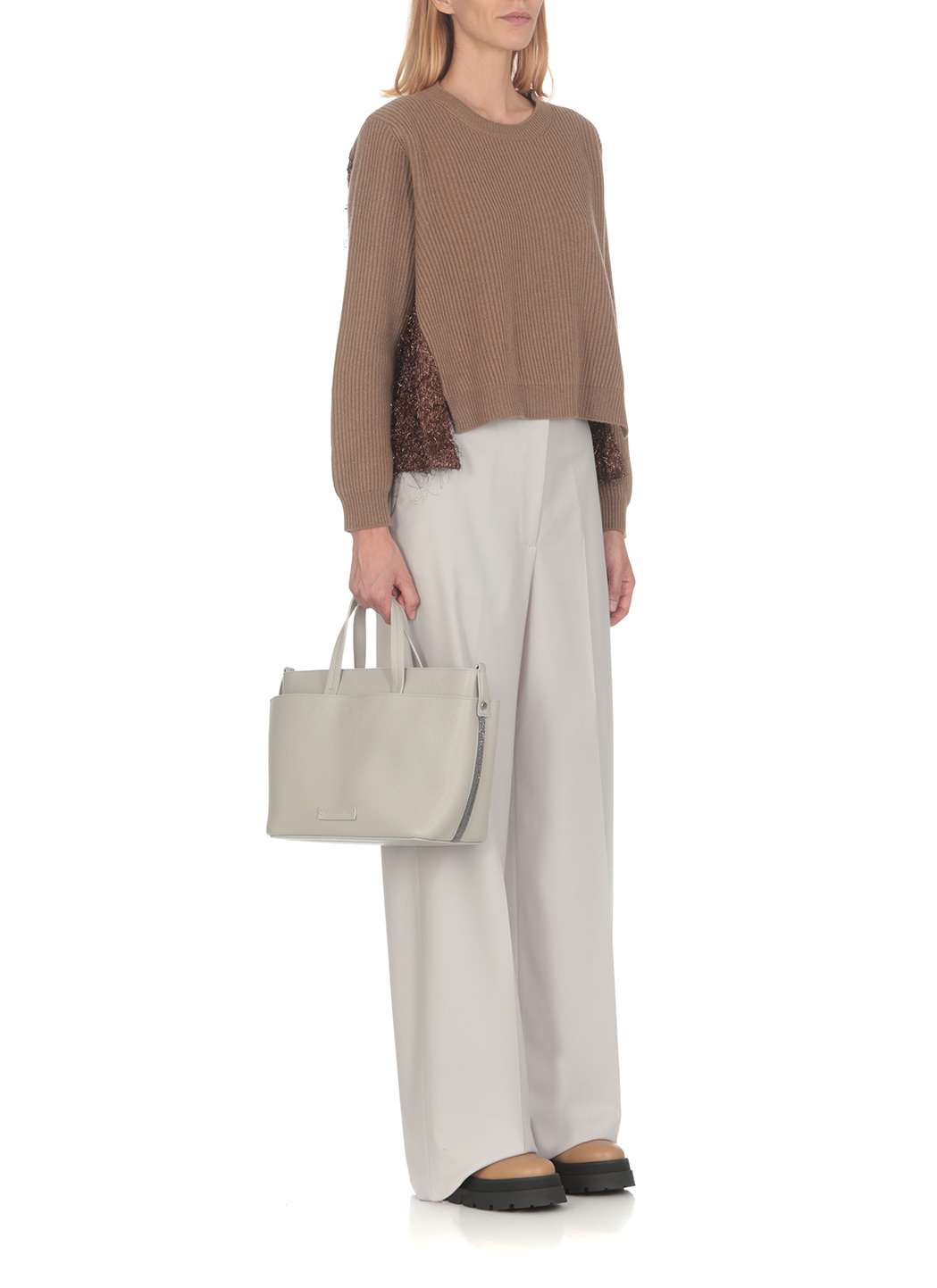 Fabiana Filippi Wool Wide-legged Casual Trousers In White